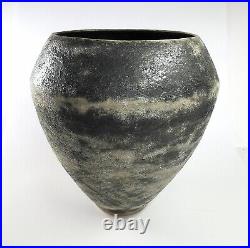 Stunning 27cm Studio Pottery Chris Carter Texture Vase Metallic Drip Unique Base