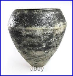 Stunning 27cm Studio Pottery Chris Carter Texture Vase Metallic Drip Unique Base