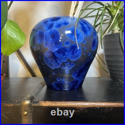 Stunning Cobalt Blue Crystalline Glaze Studio Art Pottery Large Vase Hand Thrown