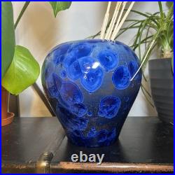 Stunning Cobalt Blue Crystalline Glaze Studio Art Pottery Large Vase Hand Thrown
