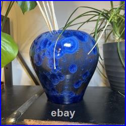Stunning Cobalt Blue Crystalline Glaze Studio Art Pottery Large Vase Hand Thrown