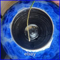 Stunning Cobalt Blue Crystalline Glaze Studio Art Pottery Large Vase Hand Thrown