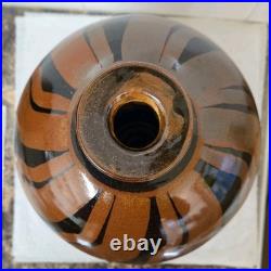 Stunning George Cass Studio Pottery Stoneware Globe Vase Brown/Black 7