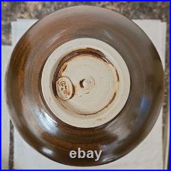 Stunning George Cass Studio Pottery Stoneware Globe Vase Brown/Black 7