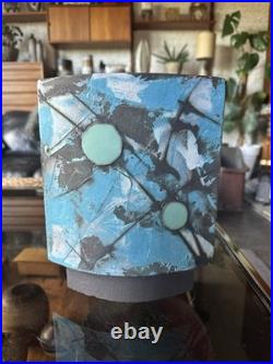 Stunning Modernist Large Studio Pottery Footed Vase By Roger Duke