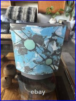 Stunning Modernist Large Studio Pottery Footed Vase By Roger Duke