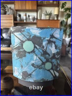 Stunning Modernist Large Studio Pottery Footed Vase By Roger Duke