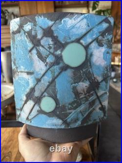 Stunning Modernist Large Studio Pottery Footed Vase By Roger Duke
