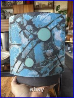 Stunning Modernist Large Studio Pottery Footed Vase By Roger Duke