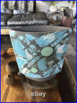 Stunning Modernist Large Studio Pottery Footed Vase By Roger Duke