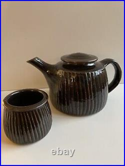 Stunning & Rare Geoffery Whiting Studio Pottery Teapot & Suger Bowl