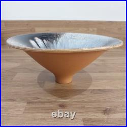 Stunning Richard Godfrey Studio pottery terracotta footed bowl Rare