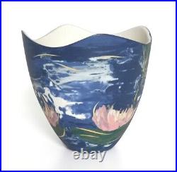 Stunning Sue Dyer Studio Pottery Vase Bowl Vibrant Waterlilies Monet