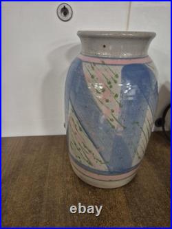 Stunning Susan McAllen Hand Signed Clay Pottery Large Abstract Vase 30 CM Tall