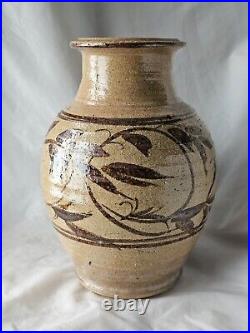 Stunning large studio pottery hand painted vase, beautifully potted