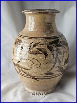 Stunning large studio pottery hand painted vase, beautifully potted