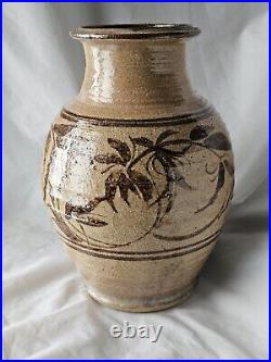 Stunning large studio pottery hand painted vase, beautifully potted