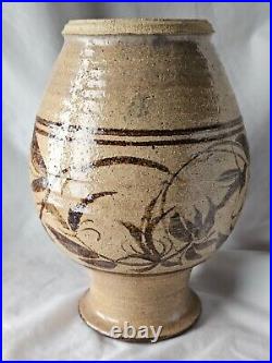 Stunning large studio pottery hand painted vase, beautifully potted