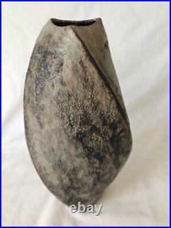 Stunning studio pottery Chris Carter tall spiral shaped lustre sheen vase