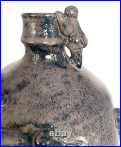 Stunning studio pottery twin handle bottle vase Mark to base