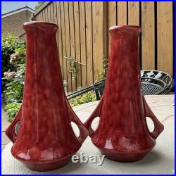 Super rare C. H Brannam of Barnstaple 1920's Art/Deco studio Pottery Red Vases Super rare C. H Brannam of Barnstaple 1920's Art/Deco studio Pottery Red Vases