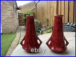 Super rare C. H Brannam of Barnstaple 1920's Art/Deco studio Pottery Red Vases Super rare C. H Brannam of Barnstaple 1920's Art/Deco studio Pottery Red Vases