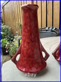 Super rare C. H Brannam of Barnstaple 1920's Art/Deco studio Pottery Red Vases Super rare C. H Brannam of Barnstaple 1920's Art/Deco studio Pottery Red Vases