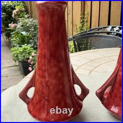 Super rare C. H Brannam of Barnstaple 1920's Art/Deco studio Pottery Red Vases Super rare C. H Brannam of Barnstaple 1920's Art/Deco studio Pottery Red Vases