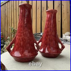 Super rare C. H Brannam of Barnstaple 1920's Art/Deco studio Pottery Red Vases Super rare C. H Brannam of Barnstaple 1920's Art/Deco studio Pottery Red Vases
