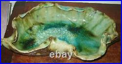 Super shell shape sculptural studio pottery dish crystalline glazes