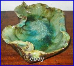 Super shell shape sculptural studio pottery dish crystalline glazes