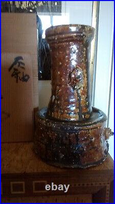 Suzuki Goro Japanese studio pottery early shigaraki style vase, boxed Suzuki Goro Japanese studio pottery early shigaraki style vase, boxed