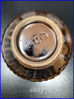 Svend Bayer @ Wenford Bridge Studio Pottery fluted Vase Treacle Glaze 11cm #2587