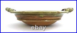 TAKESHI YASUDA twin handle studio pottery bowl 33 cm widest