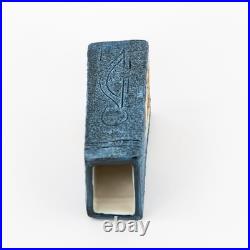 TINA DOUBLEDAY for TROIKA CORNWALL STUDIO ART POTTERY BLUE COFFIN VASE, SIGNED