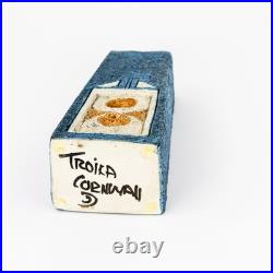 TINA DOUBLEDAY for TROIKA CORNWALL STUDIO ART POTTERY BLUE COFFIN VASE, SIGNED