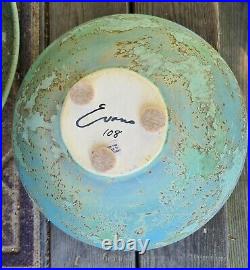 TONY EVANS Studio Hand Crafted Pottery RAKU Vase & Under Plate Signed 1975