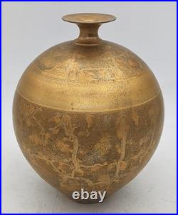 TONY LAVERICK STUDIO POTTERY PORCELAIN GILDED VASE c2000