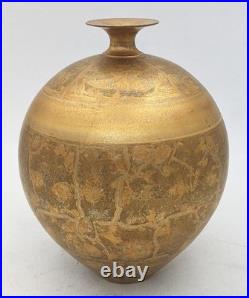 TONY LAVERICK STUDIO POTTERY PORCELAIN GILDED VASE c2000