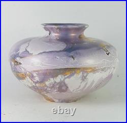 TONY LAVERICK Studio Pottery Vase with a Marbled and Gilt Pattern