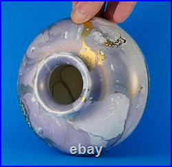 TONY LAVERICK Studio Pottery Vase with a Marbled and Gilt Pattern