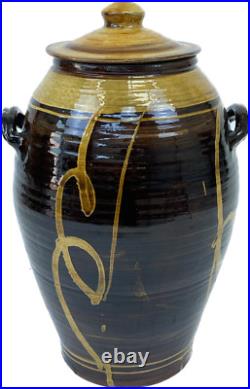 TRULY MASSIVE 70cm CLIVE BOWEN STUDIO POTTERY SLIPWARE EXHIBITION QUALITY JAR
