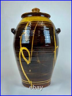 TRULY MASSIVE 70cm CLIVE BOWEN STUDIO POTTERY SLIPWARE EXHIBITION QUALITY JAR