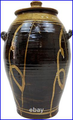 TRULY MASSIVE 70cm CLIVE BOWEN STUDIO POTTERY SLIPWARE EXHIBITION QUALITY JAR
