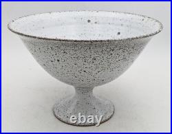 T. H' Signed Large Studio Potter Stoneware Footed Bowl 20th Century