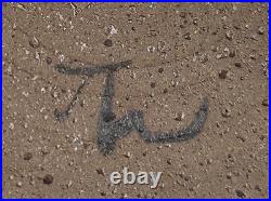 T. H' Signed Large Studio Potter Stoneware Footed Bowl 20th Century