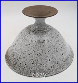 T. H' Signed Large Studio Potter Stoneware Footed Bowl 20th Century