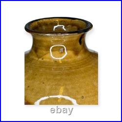 Takatori-yaki Japanese Studio Pottery Vase with Signed Box Ash Glaze, Applied Me