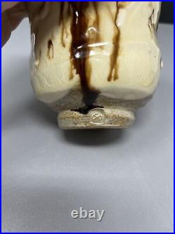 Takeshi Yasuda Studio Pottery Tea Bowl cream glaze with brown decoration #259