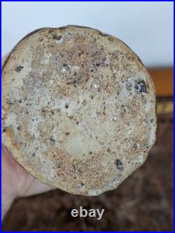 Tall British studio pottery sculpture with volcanic glaze and brutalist organic